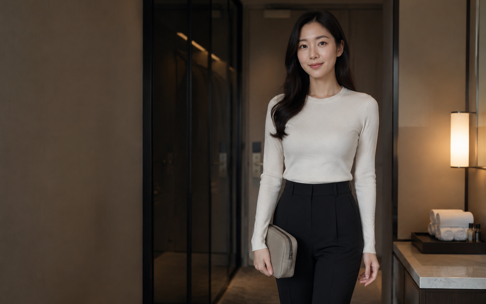 평택 송탄 방문 홈케어를 안내하는 젊은 성인 한국 여성 관리사