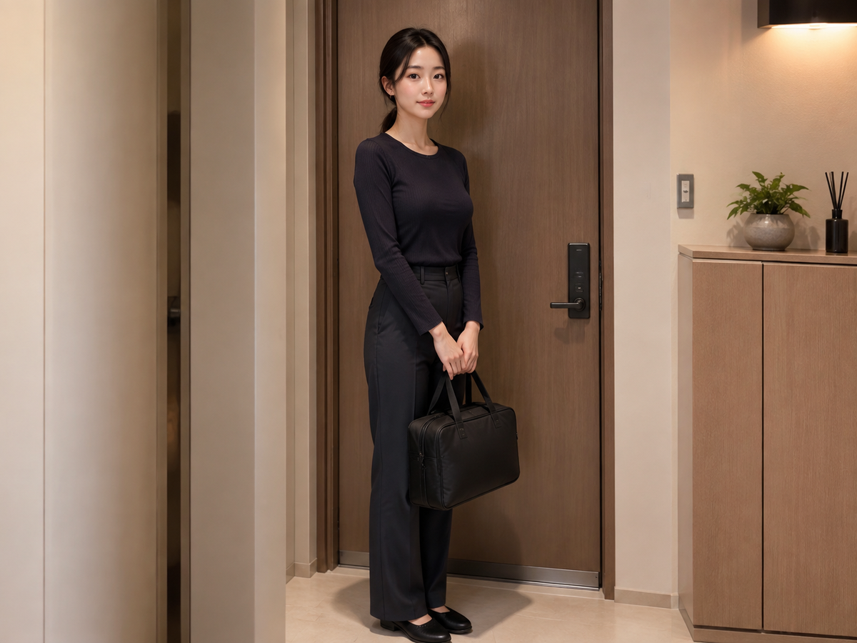 평택 송탄 방문 홈케어 일정을 준비하는 젊은 성인 한국 여성 관리사